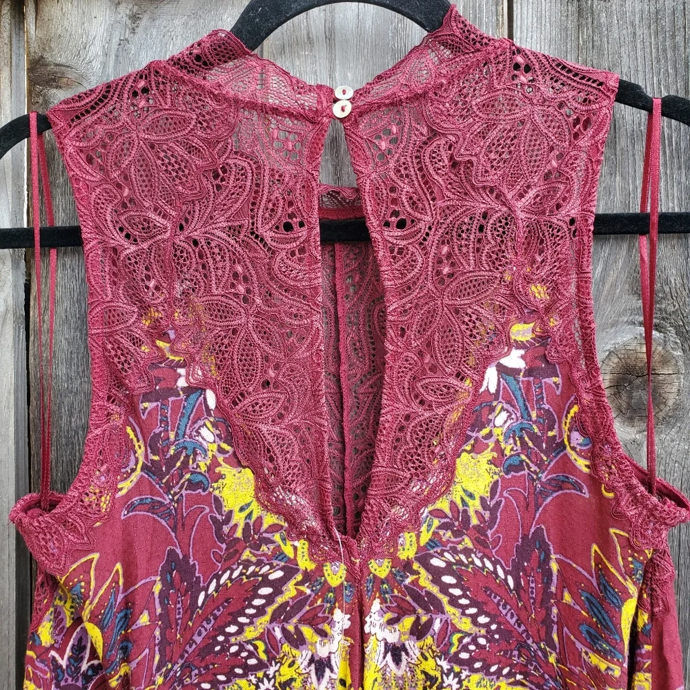 NWT Free People Maroon Lace Slip Dress - Picture 6 of 9